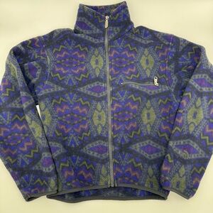 The North Face Vintage Aztec Fleece Jacket XS Purple Blue Green Full Zip